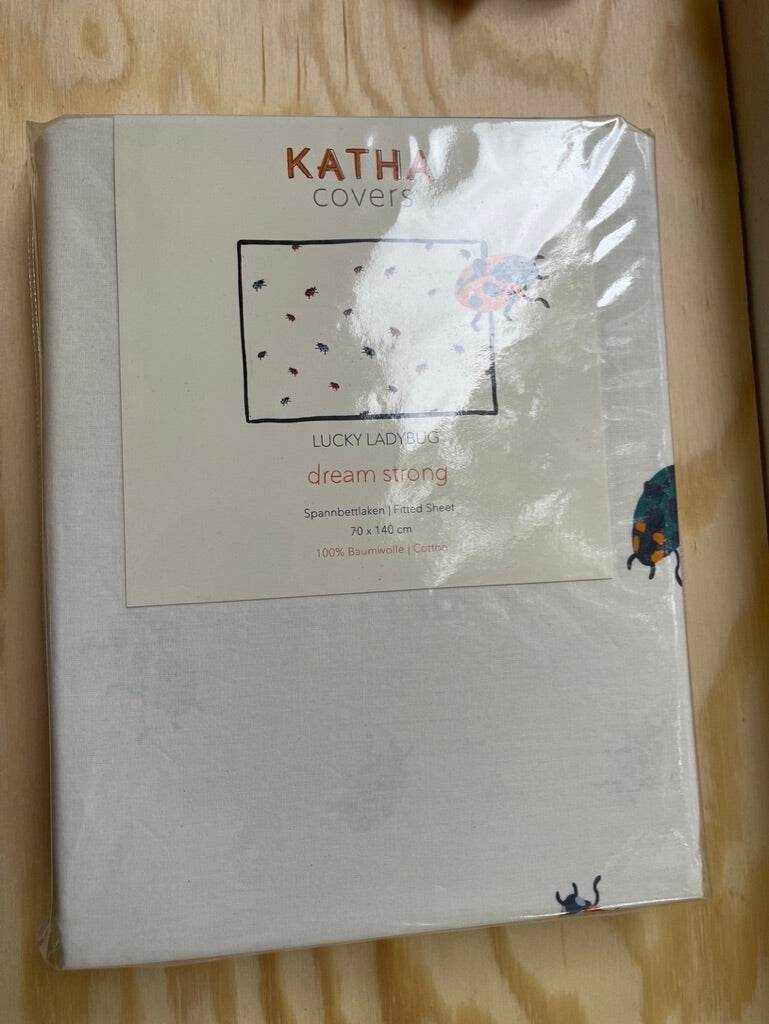 Spannlaken Lucky Ladybug pink orange 70x140cm - KATHA covers