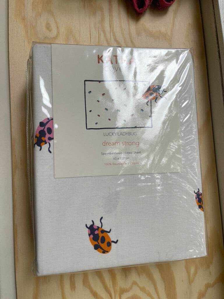 Spannlaken Ladybug pink orange 60x120cm - KATHA covers
