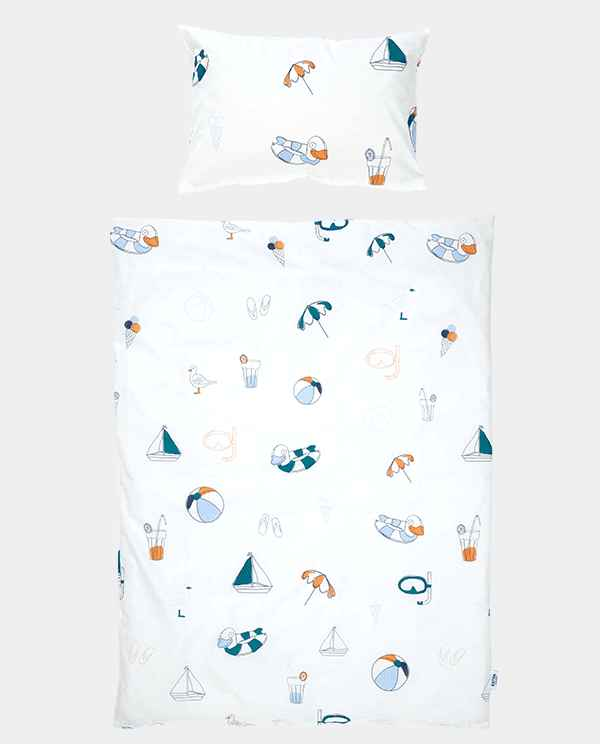 Kinderbettwäsche Busy Beach Grün Klein - KATHA covers