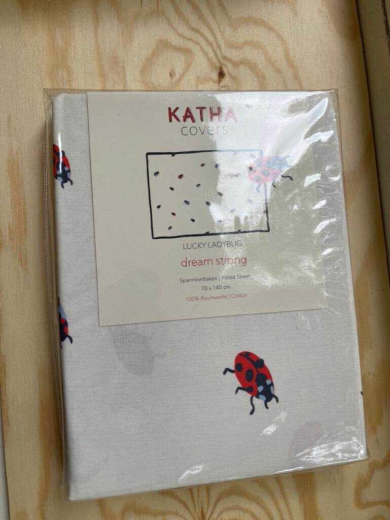 Spannlaken Lucky Ladybug rot 70x140cm - KATHA covers