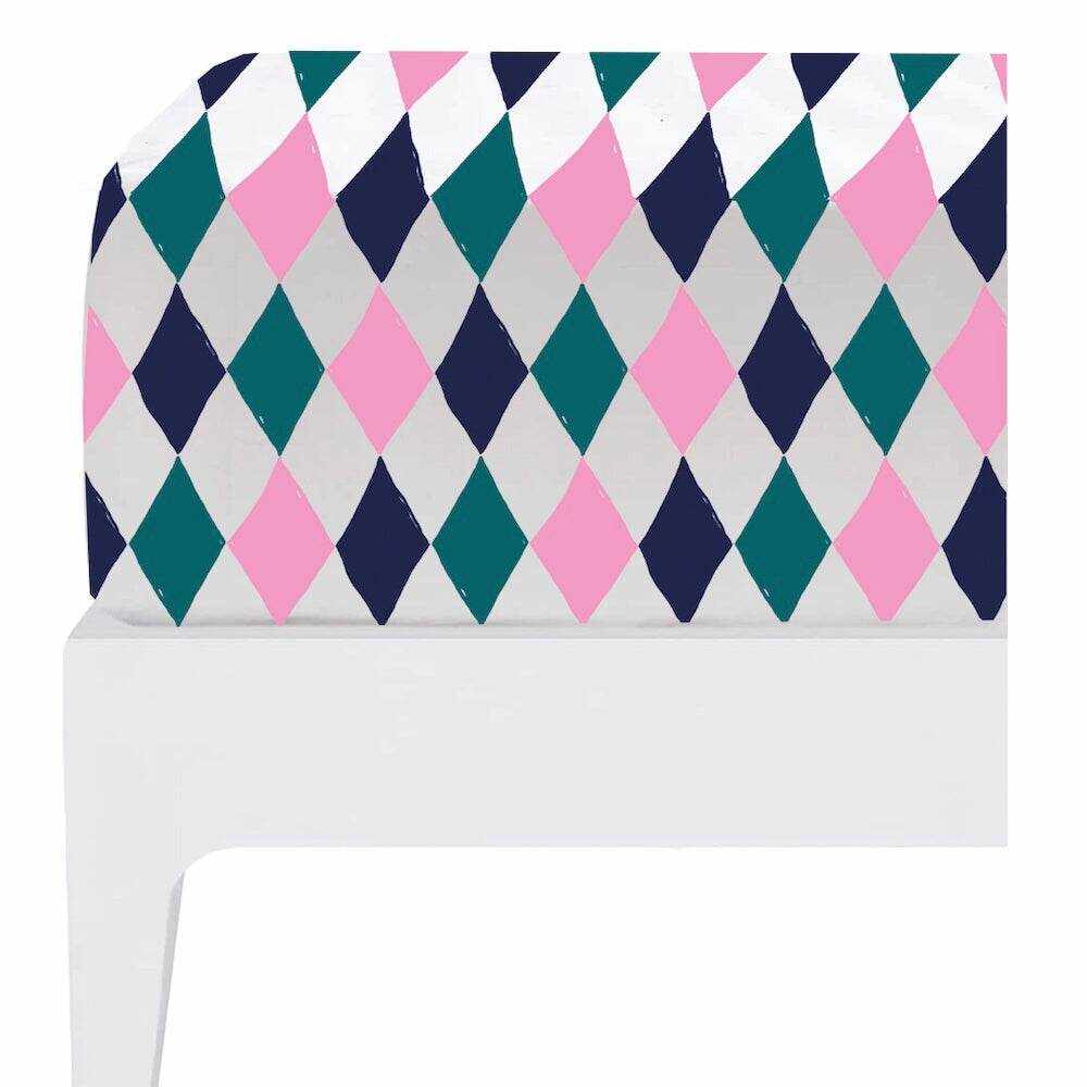 Spannlaken Dynamic Diamonds Pink 70x140 cm - KATHA covers