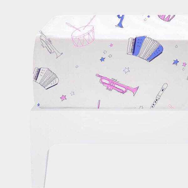 Spannlaken Inspiring Instruments Pink 90x200 cm - KATHA covers