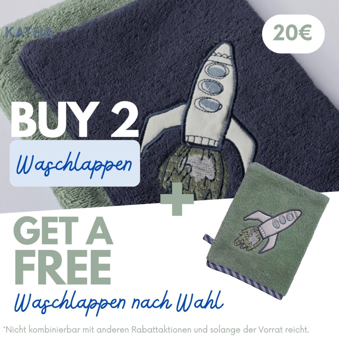 special offer 2 waschlappen rakete - 0