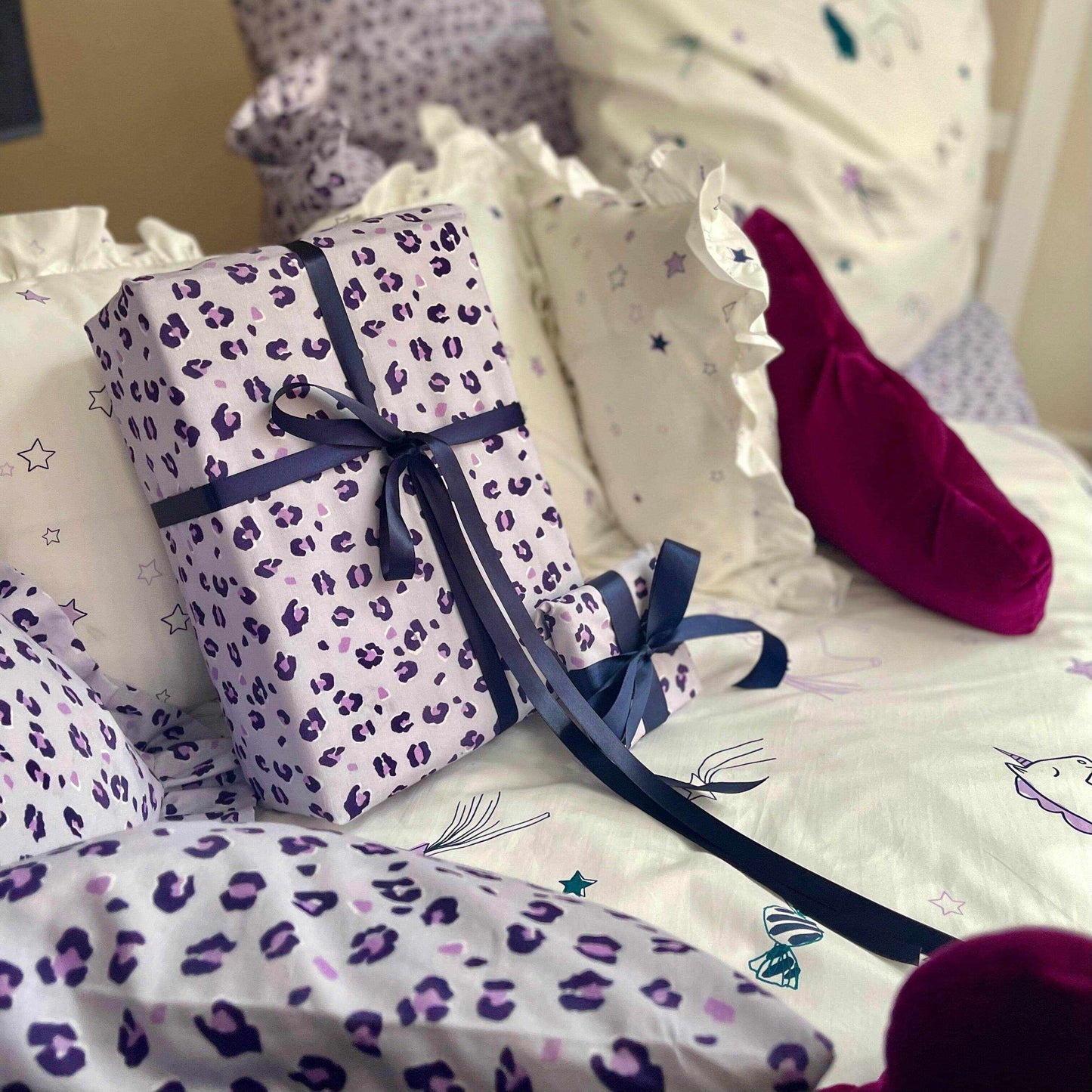 geschenktuch-set greta leo lila - 2